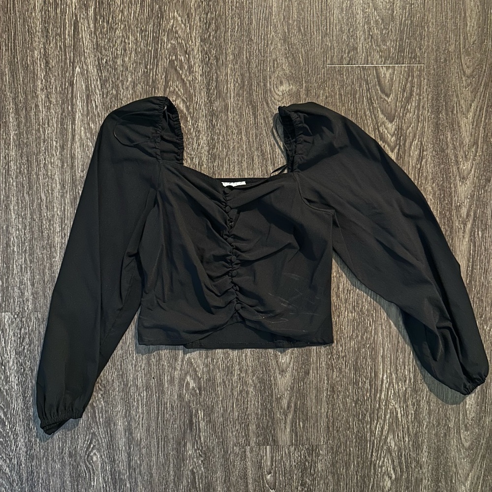 Topshop Balloon Sleeve Crop Top